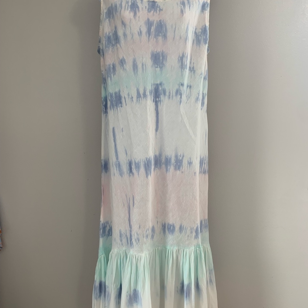 CHARLIE B Blue and Pink Ruffled Tiered Maxi Sundress - Picture 13 of 16